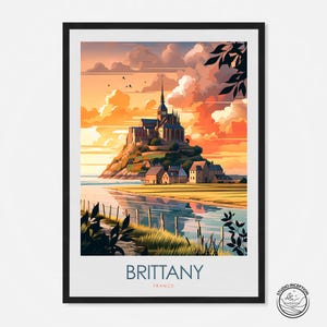 Impresión de Bretaña, póster de viaje a Francia, regalo de viaje, póster de Normandía, arte de viaje a Rennes, impresiones enmarcadas de Studio Inception