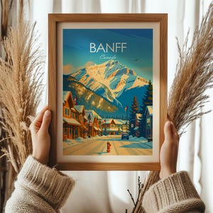 Lámina decorativa de Banff, Canadá – Póster de invierno de Banff Avenue, arte de las Montañas Rocosas canadienses, Parque Nacional, regalo de arte para la pared de viaje imagen 8