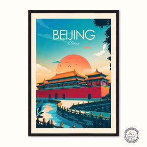 Stampa di viaggio di Pechino, Cina, raffigurante la Città Proibita, stampa artistica, stampa di viaggio, poster di viaggio, arte murale, souvenir da viaggio