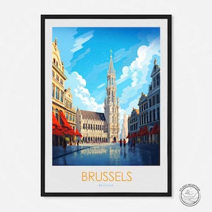 Stampa di viaggio di Bruxelles Grand Place Bruxelles Belgio Poster