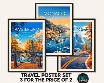 Geldbesparende aanbieding: 3 afdrukken naar keuze, kies je maat, reisposter, reisposter, reisposter, kunstafdrukken, kunstcadeaus, poster nationaal park