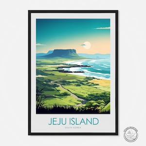 Jeju-eiland kunstafdruk Zuid-Korea posterafdruk, Korea reiscadeau, Jeju-muurkunst, Azië kunstafdruk, Jeju-eiland reisafdruk met aangepaste tekst