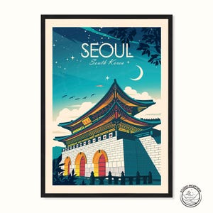 Seoul Poster Druck, Südkorea Druck, Seoul Reise Poster, Reise Geschenk, Gyeongbok Palast