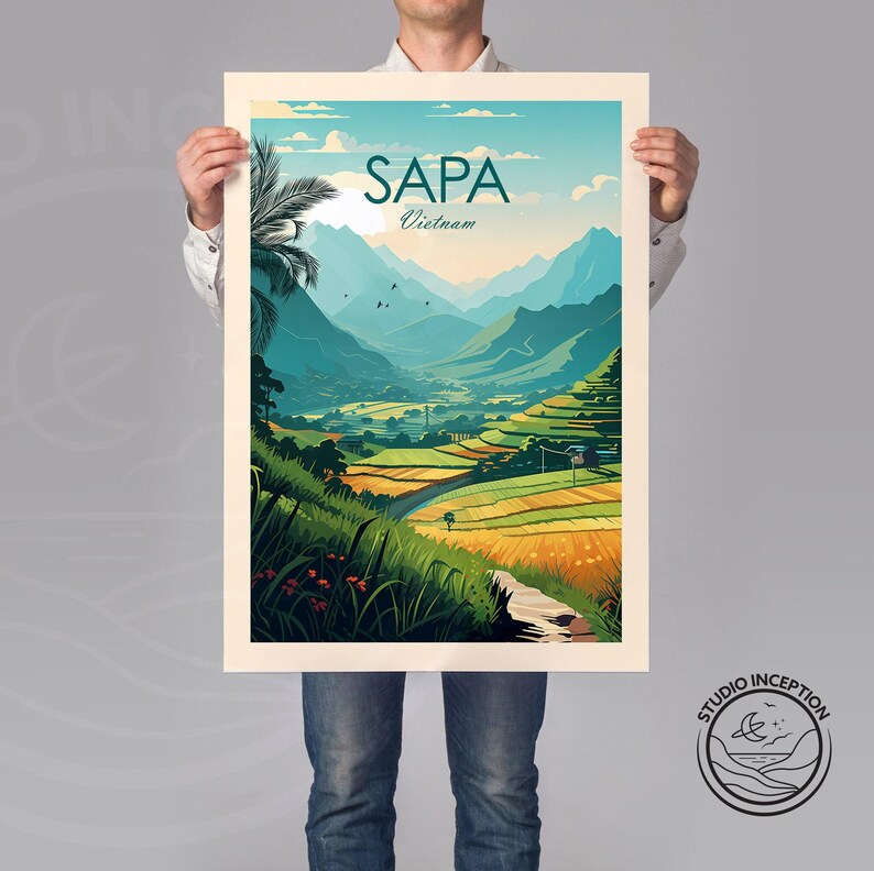 Sapa Lettering Sapa Art Print Sa Pa Travel Poster Vietnam Art Sapa Wall Art Asia ...