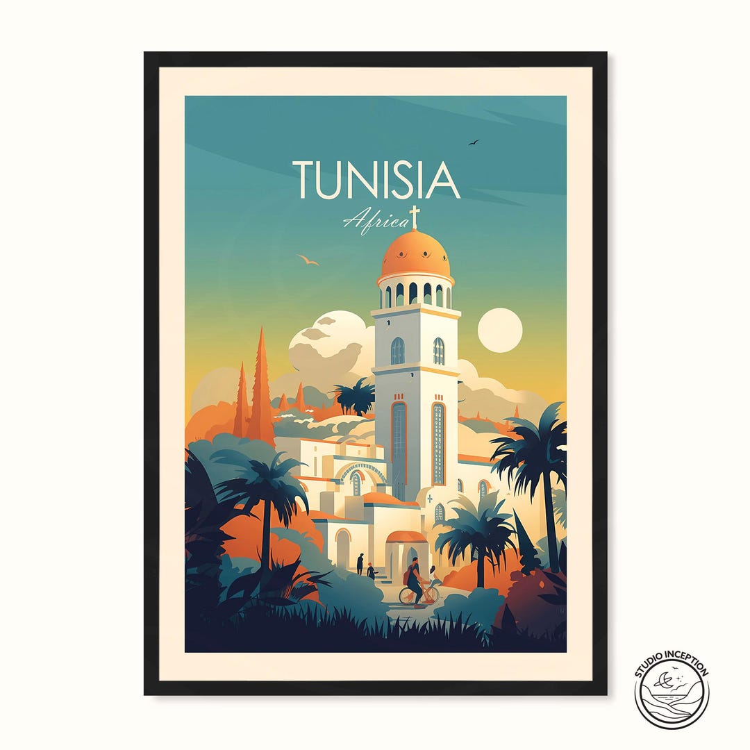 Republic of Tunisia Traditional Travel Print Tunisia Travel Poster