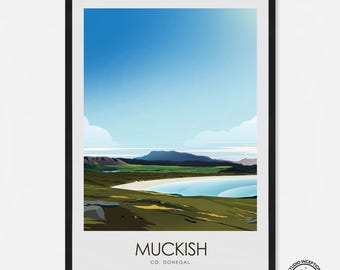 Donegal Travel Poster, Muckish Mountain, Travel Print, Irish Art, Art Prints, Ireland, Graphic Print, Ireland Poster, Ireland Print, Art