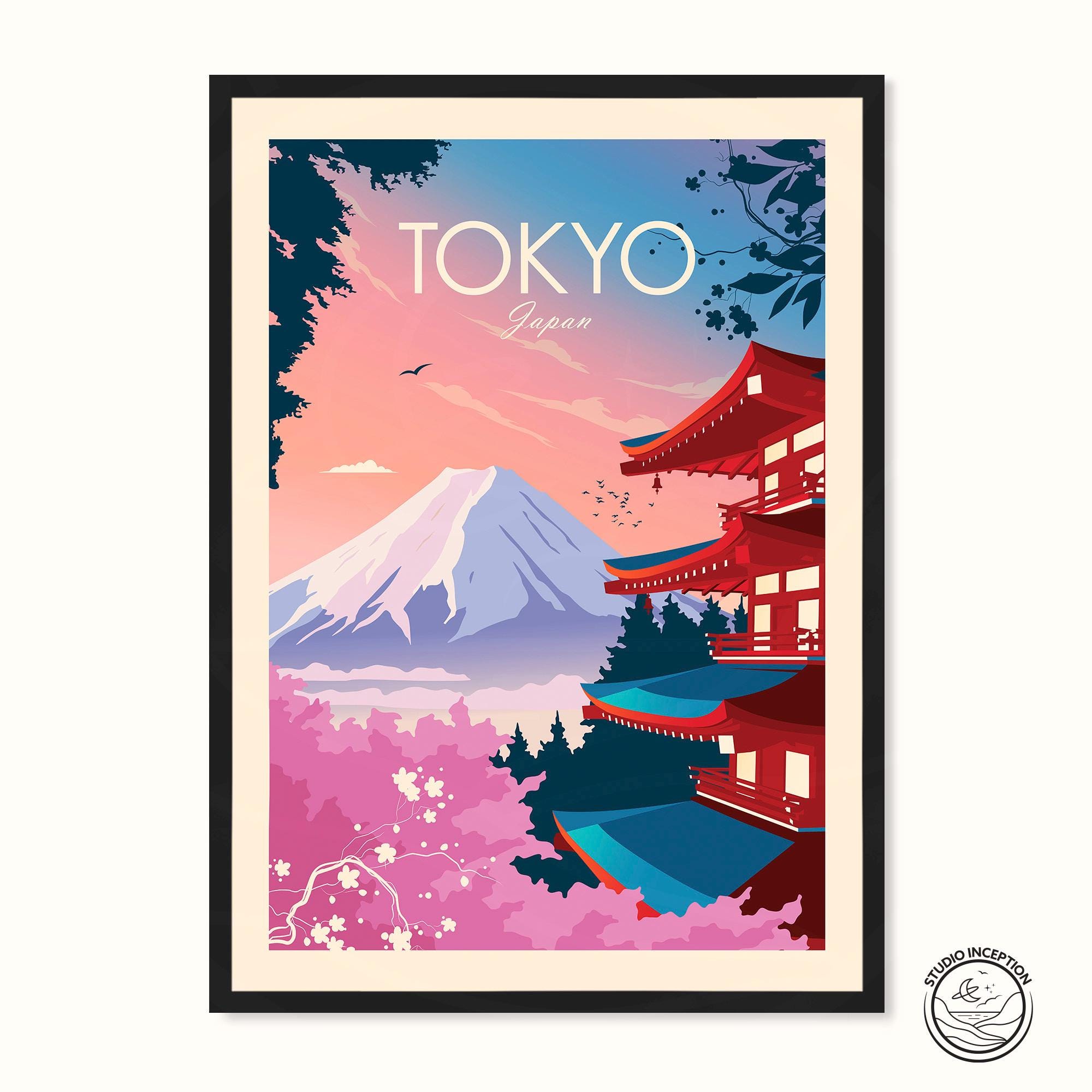 Tokyo Print - Japan Print Poster Mount Fuji Travel Poster - Etsy