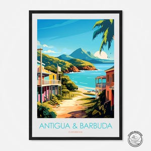 Antigua and Barbuda Print Caribbean Travel Poster Antigua and Barbuda  Wall Art Travel Gift Home Décor Wall Hanging Framed Prints