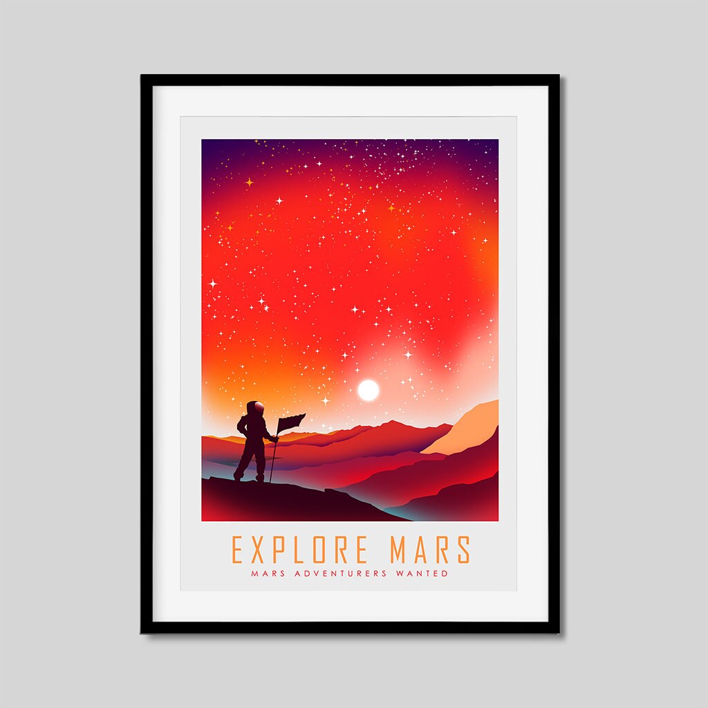 Poster Art Print Set of 3 Space Travel Posters Explore Mars Etsy