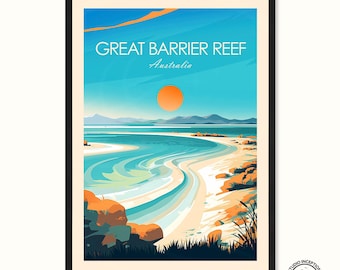 Great Barrier Reef Print Australia Wall Art Great Barrier Reef Travel Poster Home Décor Travel Gift, Wedding Present