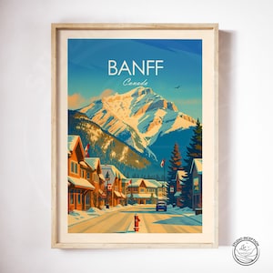 Lámina decorativa de Banff, Canadá – Póster de invierno de Banff Avenue, arte de las Montañas Rocosas canadienses, Parque Nacional, regalo de arte para la pared de viaje imagen 6