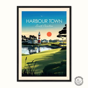 Stampa Harbour Town South Carolina Golf Course Poster Harbour Town Art Regalo per golfista Hilton Head Island Stampa Regalo personalizzato per golfisti Arte murale