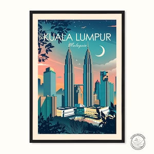 Kuala Lumpur Travel Print Poster, Travel Poster, Malaysia Print, Wall Art, City Prints, Travel Gift, Wedding Gift, Travel Souvenir