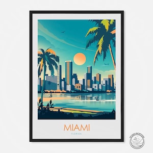 Stampa minimalista di Miami, poster di Miami, poster degli Stati Uniti, Florida, regalo di compleanno, regalo di nozze