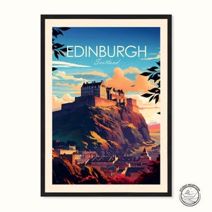 Scotland Edinburgh Traditional Print Scotland Travel Poster Edinburgh Wall Art Edinburgh Wall Hanging Framed Scottish Travel Prints