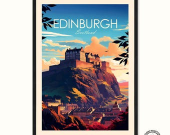 Scotland Edinburgh Traditional Print Scotland Travel Poster Edinburgh Wall Art Edinburgh Wall Hanging Scottish Travel Prints