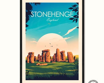 Stonehenge Print - England Travel Poster - UK