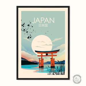 Japan Travel Poster Print in Traditional Style - Torii Gate, Japan Poster | Travel Poster | Travel Print |