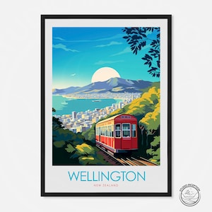 Póster de viaje de Wellington a Nueva Zelanda