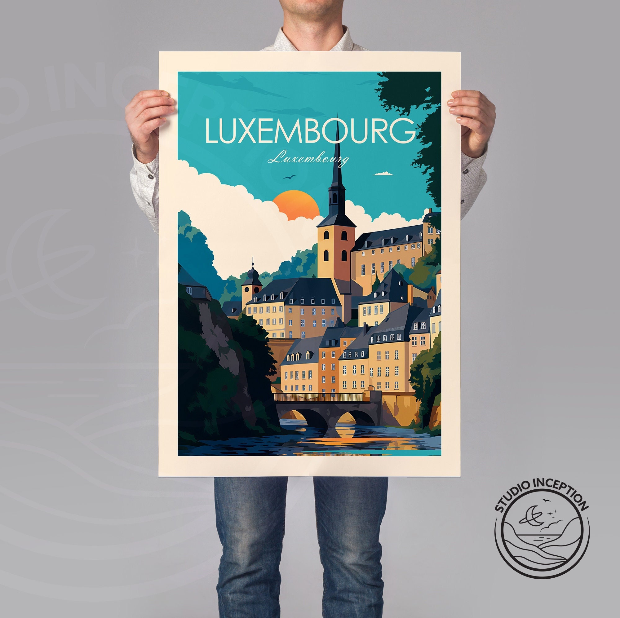 Luxembourg Travel Print Luxembourg Wall Art Luxembourg Gift