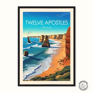 Póster de viaje de los Doce Apóstoles de Australia, Gran Carretera Oceánica, arte de pared, colgante de pared, decoración del hogar, regalo de viaje