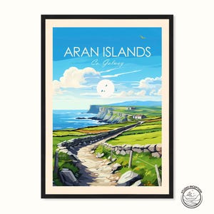 Aran Islands Galway Print, Inishmore Travel Poster, Irish Landscape Art, Personalised Gift, Framed Travel Posters for Home or Office