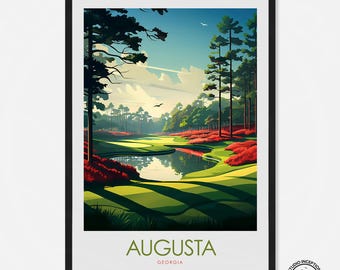 Augusta Golf Print, Augusta Masters, Golf Course Prints, Georgia Travel Print, Golf Gifts, Golfing Art
