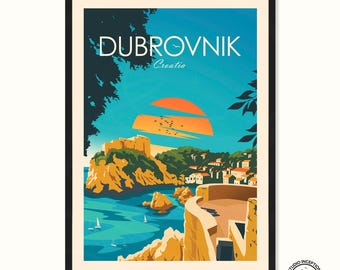 Croatia Travel Print - Dubrovnik Print - Europe Travel Print - Croatia Poster - Travel Poster - Stylish Travel Prints by Studio Inception