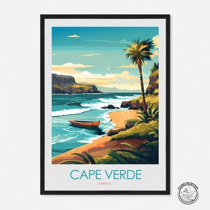Impresión artística de Cabo Verde, póster de Cabo Verde, póster de viaje a África, arte mural de galería, arte de viaje personalizado, Océano Atlántico, enmarcado disponible