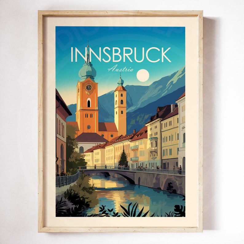 Innsbruck Travel Print Austria Poster Home Decor Landscape Art Print Innsbruck Wall Art Travel Gift Wedding Present image 3