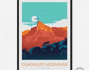 Impresión minimalista del Parque Nacional de las Montañas de Guadalupe