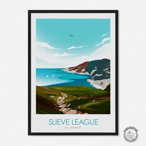 Slieve League l Irish Travel Poster, Sliabh Liag Donegal Travel Poster, Highest sea cliffs in Ireland, Wild Atlantic Way