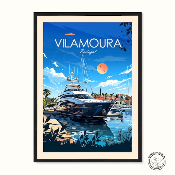 Vilamoura Traditional Travel Print, Portugal Poster, Algarve Wall Art, Vilamoura Travel Art, Custom Travel Gift, Vilamoura Home Decor