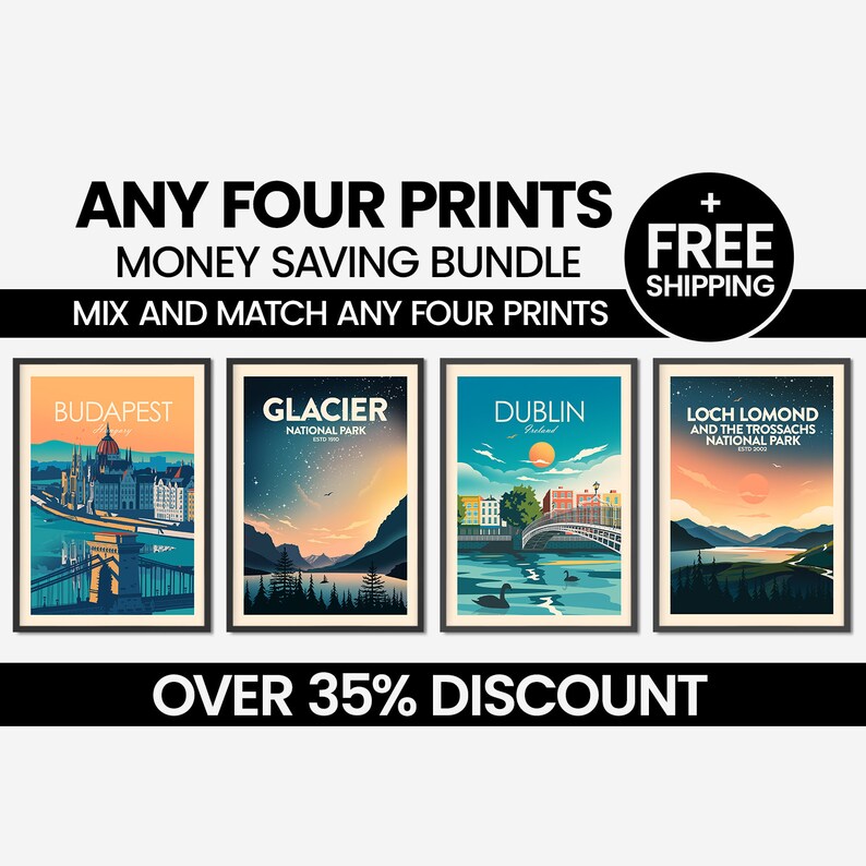 Money Saving Print Set Any 4 Prints of your Choice, Choose Your Size, Travel Poster, Travel Print, Art Prints, Art Gifts, National Parks image 4