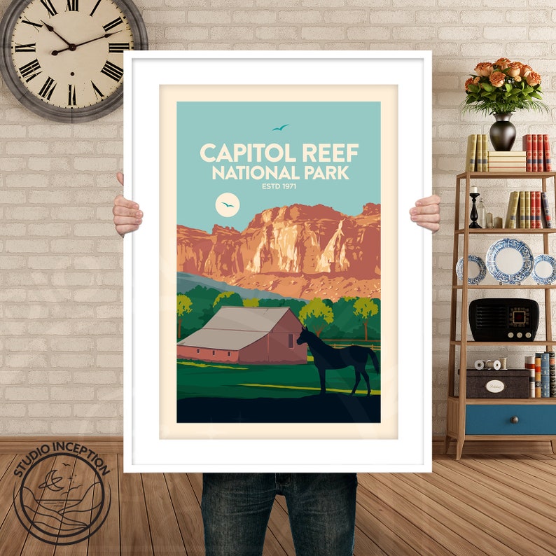 Fruita Barn Capitol Reef National Park Travel Poster Art Print Capitol Reef Poster Print image 7