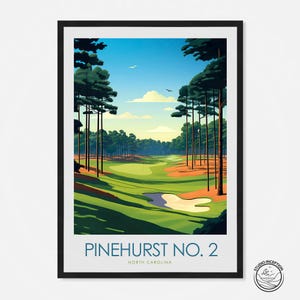 Pinehurst No 2 Art Pinehurst Resort Travel Print Gift for Golfer North Carolina Golf Print Framed Golfing Poster Customised Golfing Gift