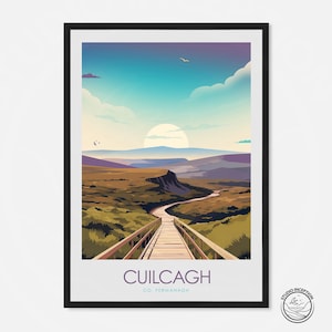 Impression montagne Cuilcagh, affiche de voyage en Irlande du Nord, cadeau d&#39;art mural