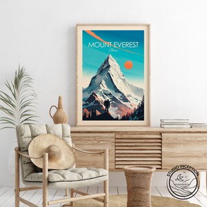Stampa artistica del Monte Everest, poster da viaggio, arte murale cinese, decorazione da parete, regalo da viaggio immagine 7