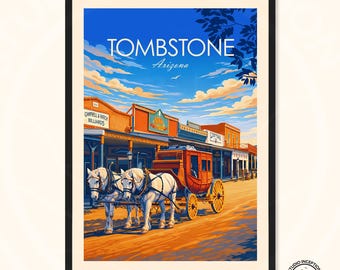 Tombstone Arizona poster print – muurkunst wilde westen – vintage western decor – CowboyArtwork – reisposter – cadeau voor hem