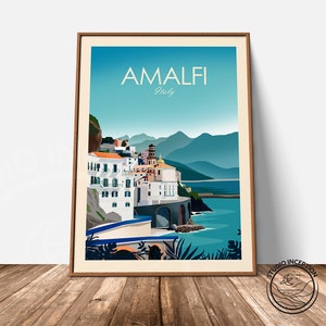 Amalfi Coast Italy Print Italy Poster Travel Poster Travel Print Amalfi Coast Art Print, Travel Gift, Italy Gift image 4