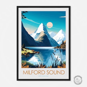 Milford Sound New Zealand Travel Print Poster Wall Art Home Decor Gift