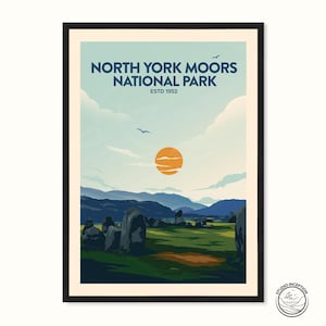 North Yorkshire print, North York Moors National Park,  England Poster, UK National Park Art Print by Studio Inception