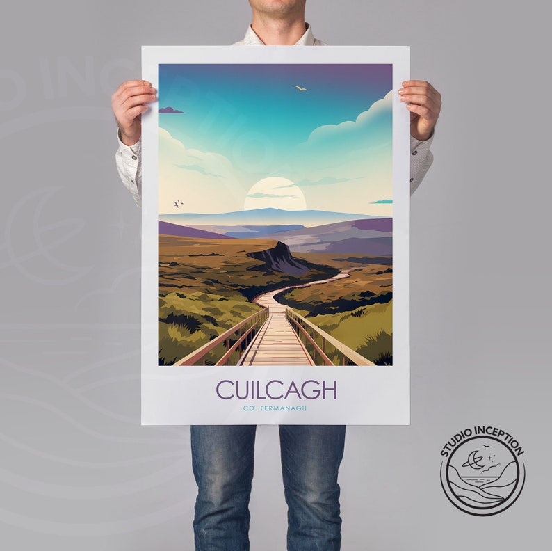 Cuilcagh Mountain Print Northern Ireland Travel Poster Wall Art Gift image 1