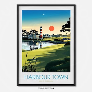 Stampa artistica Harbour Town Golf Links Poster del campo da golf della Carolina del Sud Regalo artistico Harbour Town per golfisti Stampa Hilton Head Island Sea Pines Art