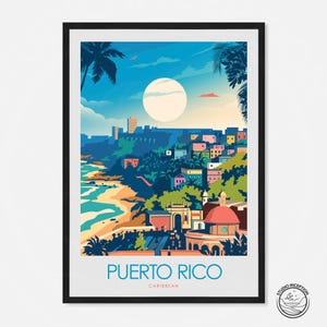 Caribbean Puerto Rico Minimalist Print Travel Poster Puerto Rico Gift Home Decor Wall Art Gallery Wall