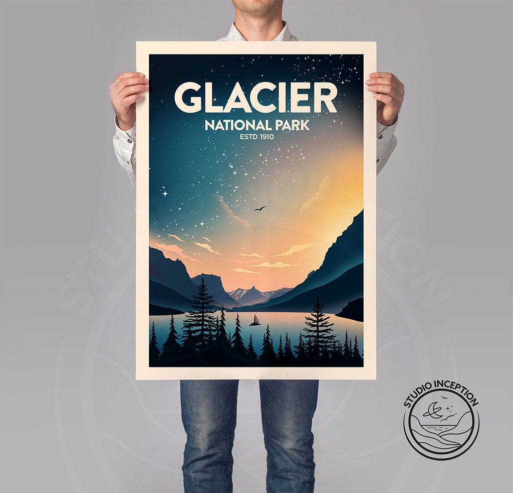 Glacier National Park Travel Poster By Studio Inception | Glacier ...