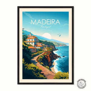 Madeira traditionele reisafdruk Madeira muur hangende kunst aan de muur Portugal Home Decor Madeira cadeau Portugal kunst