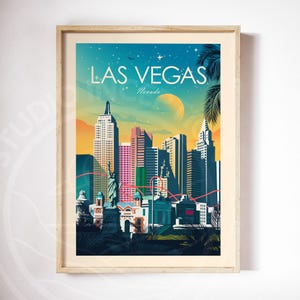 Resetavla i Las Vegas med Frihetsgudinnan i Nevada, konstavla, resetavla, reseposter, väggkonst bild 7