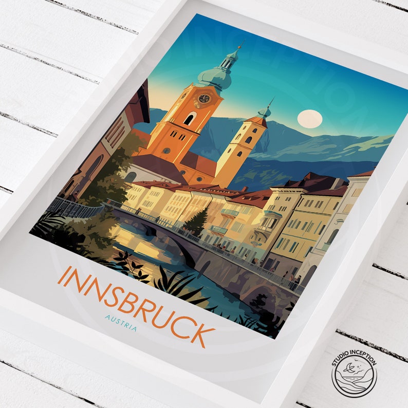 Innsbruck Print Austria Poster Travel Poster Home Decor Print, Austria Wall Art, Innsbruck Art, Austria, Wall Art image 5