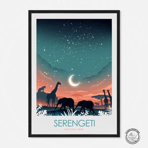 Art Print Poster Wall Art Serengeti Travel Print, National Park Print Safari Print, Graphic Print, Poster Art, Africa Animal Art, Wall Art